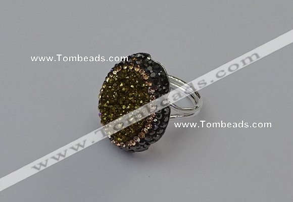 NGR2135 22*28mm - 22*30mm flower plated druzy agate rings