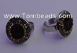 NGR2139 20mm - 22mm coin plated druzy agate gemstone rings