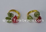 NGR214 5*8mm - 6*10mm freeform druzy agate & peridot rings wholesale