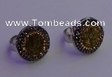 NGR2140 20mm - 22mm coin plated druzy agate gemstone rings