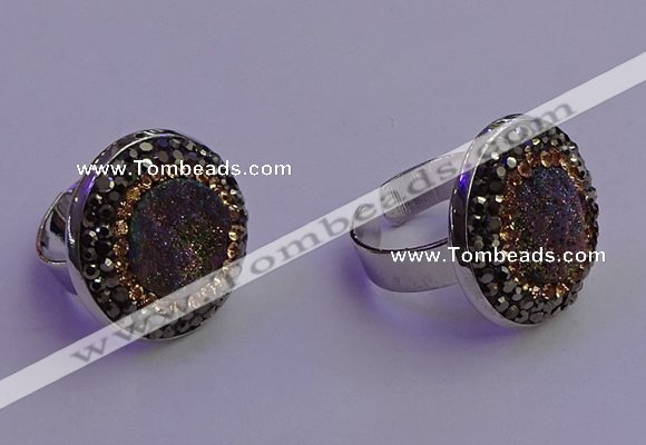 NGR2141 20mm - 22mm coin plated druzy agate gemstone rings