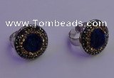 NGR2142 20mm - 22mm coin plated druzy agate gemstone rings