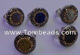 NGR2143 20mm - 22mm coin plated druzy agate gemstone rings