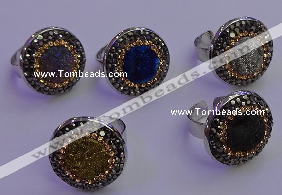 NGR2143 20mm - 22mm coin plated druzy agate gemstone rings