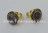 NGR2146 20mm - 22mm coin plated druzy agate rings wholesale