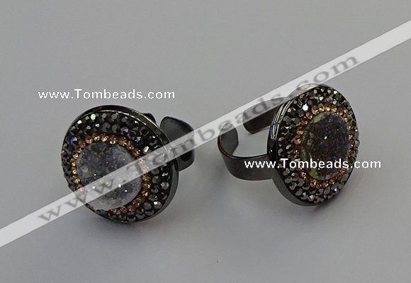 NGR2152 20mm - 22mm coin plated druzy agate rings wholesale