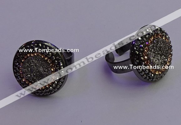 NGR2153 20mm - 22mm coin plated druzy agate gemstone rings