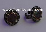 NGR2158 20mm - 22mm coin plated druzy agate gemstone rings