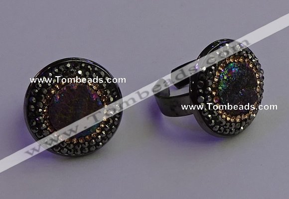 NGR2158 20mm - 22mm coin plated druzy agate gemstone rings