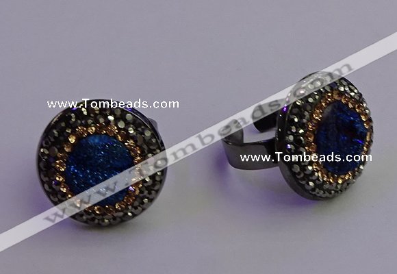 NGR2159 20mm - 22mm coin plated druzy agate gemstone rings