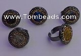 NGR2160 20mm - 22mm coin plated druzy agate gemstone rings