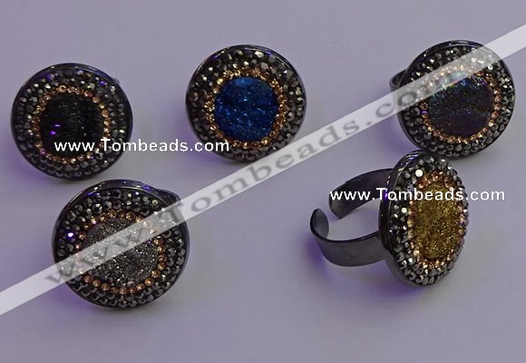 NGR2160 20mm - 22mm coin plated druzy agate gemstone rings