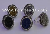 NGR2169 22*28mm - 22*30mm flower plated druzy agate rings