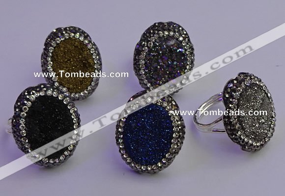 NGR2169 22*28mm - 22*30mm flower plated druzy agate rings