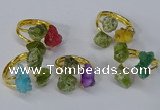 NGR217 5*8mm - 6*10mm freeform druzy agate & peridot rings wholesale