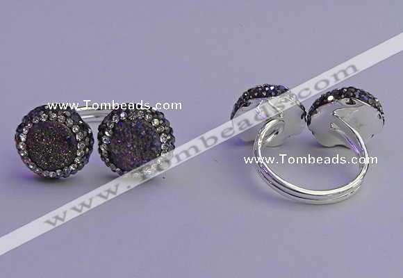 NGR2177 12mm - 14mm coin plated druzy agate rings wholesale