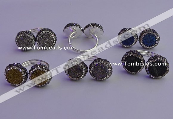 NGR2179 12mm - 14mm coin plated druzy agate rings wholesale