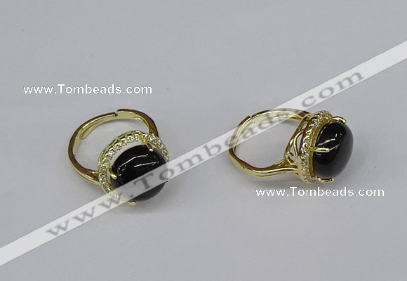 NGR228 12mm flat round agate gemstone rings wholesale