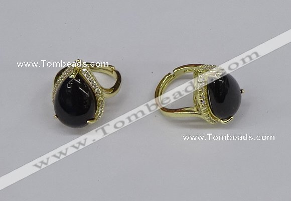 NGR258 13*18mm teardrop agate gemstone rings wholesale