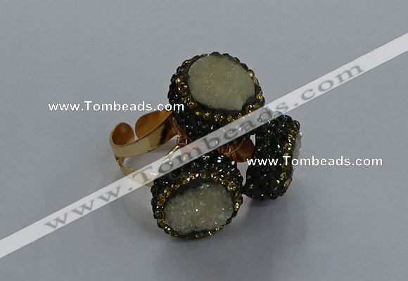 NGR290 14mm - 16mm coin plated druzy agate gemstone rings