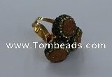 NGR291 14mm - 16mm coin plated druzy agate gemstone rings