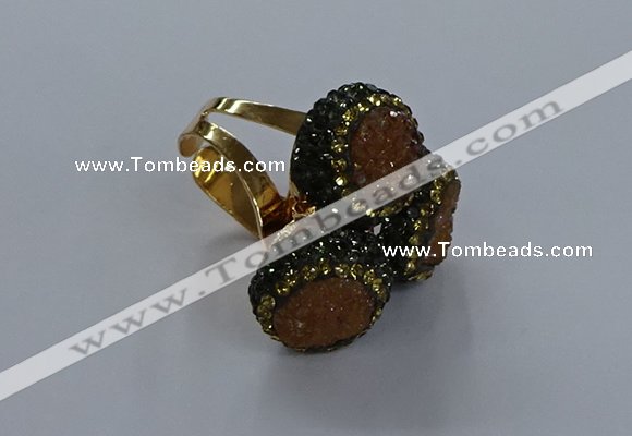 NGR291 14mm - 16mm coin plated druzy agate gemstone rings