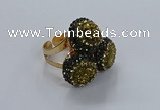 NGR293 14mm - 16mm coin plated druzy agate gemstone rings