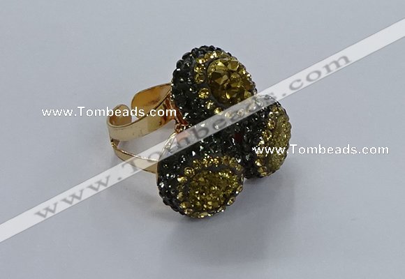 NGR293 14mm - 16mm coin plated druzy agate gemstone rings