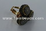 NGR294 14mm - 16mm coin plated druzy agate gemstone rings