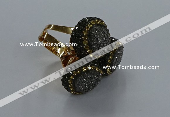 NGR294 14mm - 16mm coin plated druzy agate gemstone rings