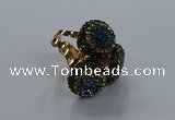 NGR297 14mm - 16mm coin plated druzy agate gemstone rings