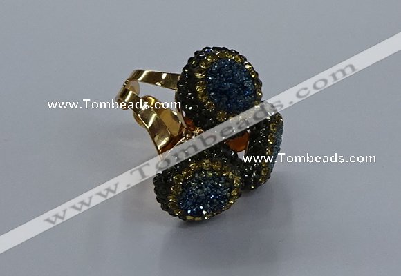 NGR297 14mm - 16mm coin plated druzy agate gemstone rings