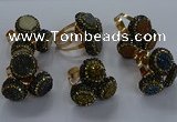 NGR299 14mm - 16mm coin plated druzy agate gemstone rings