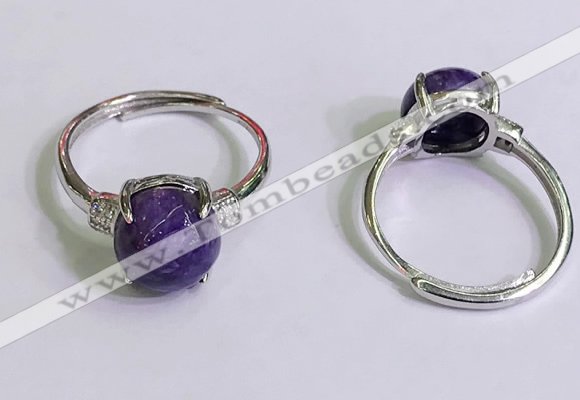 NGR3004 925 sterling silver with 10mm flat  round charoite rings