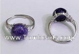 NGR3007 925 sterling silver with 12mm flat  round charoite rings