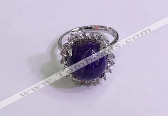 NGR3008 925 sterling silver with 12mm flat  round charoite rings