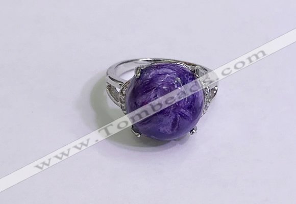 NGR3010 925 sterling silver with 14mm flat  round charoite rings