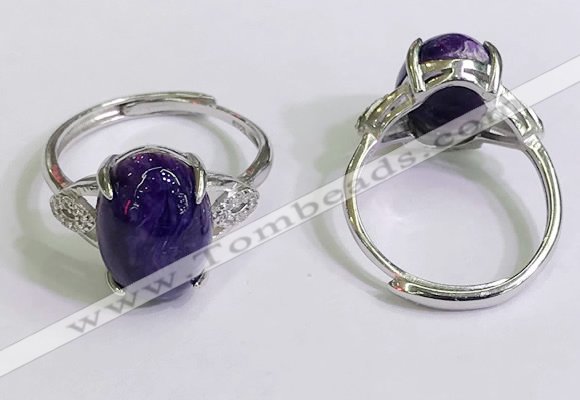 NGR3026 925 sterling silver with 10*14mm oval charoite rings