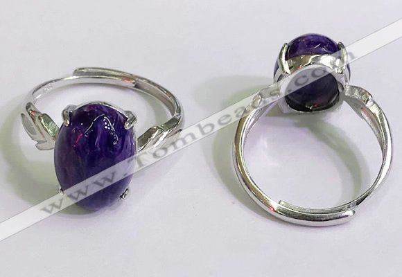 NGR3028 925 sterling silver with 10*14mm oval charoite rings