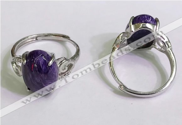 NGR3029 925 sterling silver with 10*14mm oval charoite rings