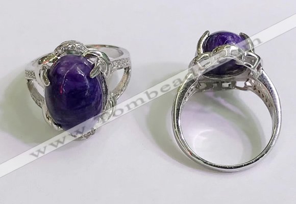 NGR3030 925 sterling silver with 10*14mm oval charoite rings