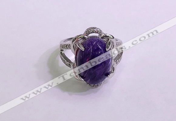 NGR3034 925 sterling silver with 10*14mm oval charoite rings