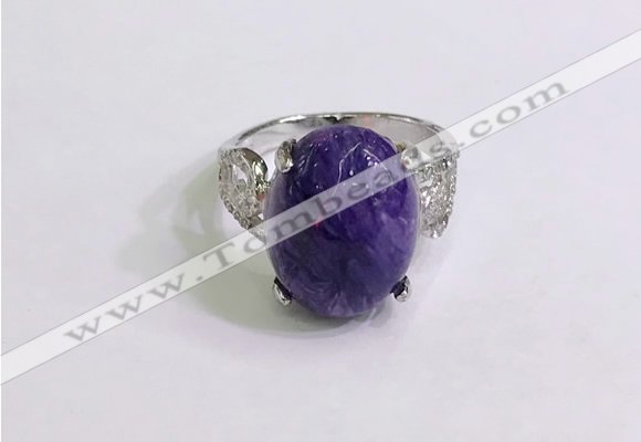 NGR3043 925 sterling silver with 12*16mm oval charoite rings