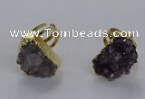 NGR313 15*20mm - 18*25mm freeform druzy amethyst gemstone rings