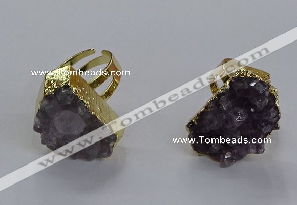 NGR313 15*20mm - 18*25mm freeform druzy amethyst gemstone rings