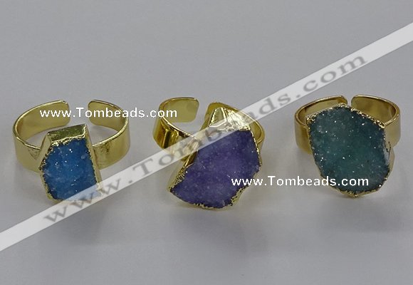 NGR315 10*14mm - 13*18mm freeform druzy agate gemstone rings