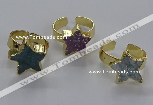 NGR319 15*15mm - 16*16mm star druzy agate gemstone rings