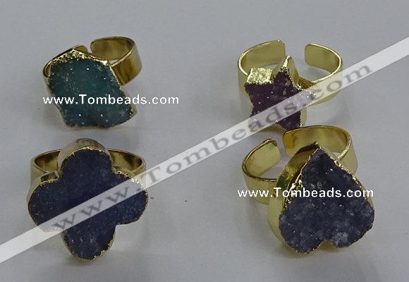 NGR323 10*14mm - 18*20mm freeform druzy agate gemstone rings