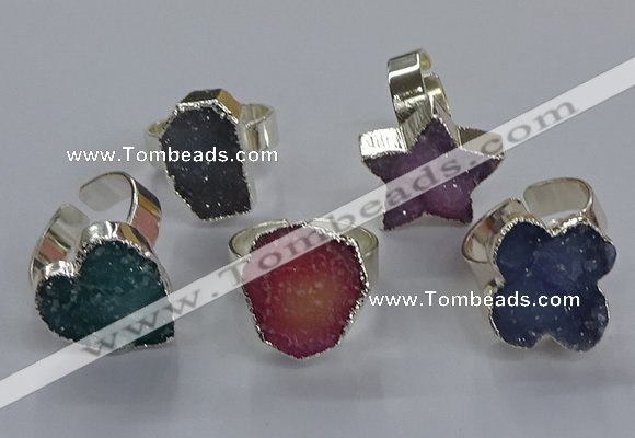 NGR335 10*14mm - 18*20mm freeform druzy agate gemstone rings