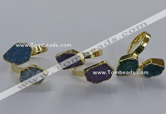 NGR337 13*18mm - 15*20mm freeform druzy agate gemstone rings